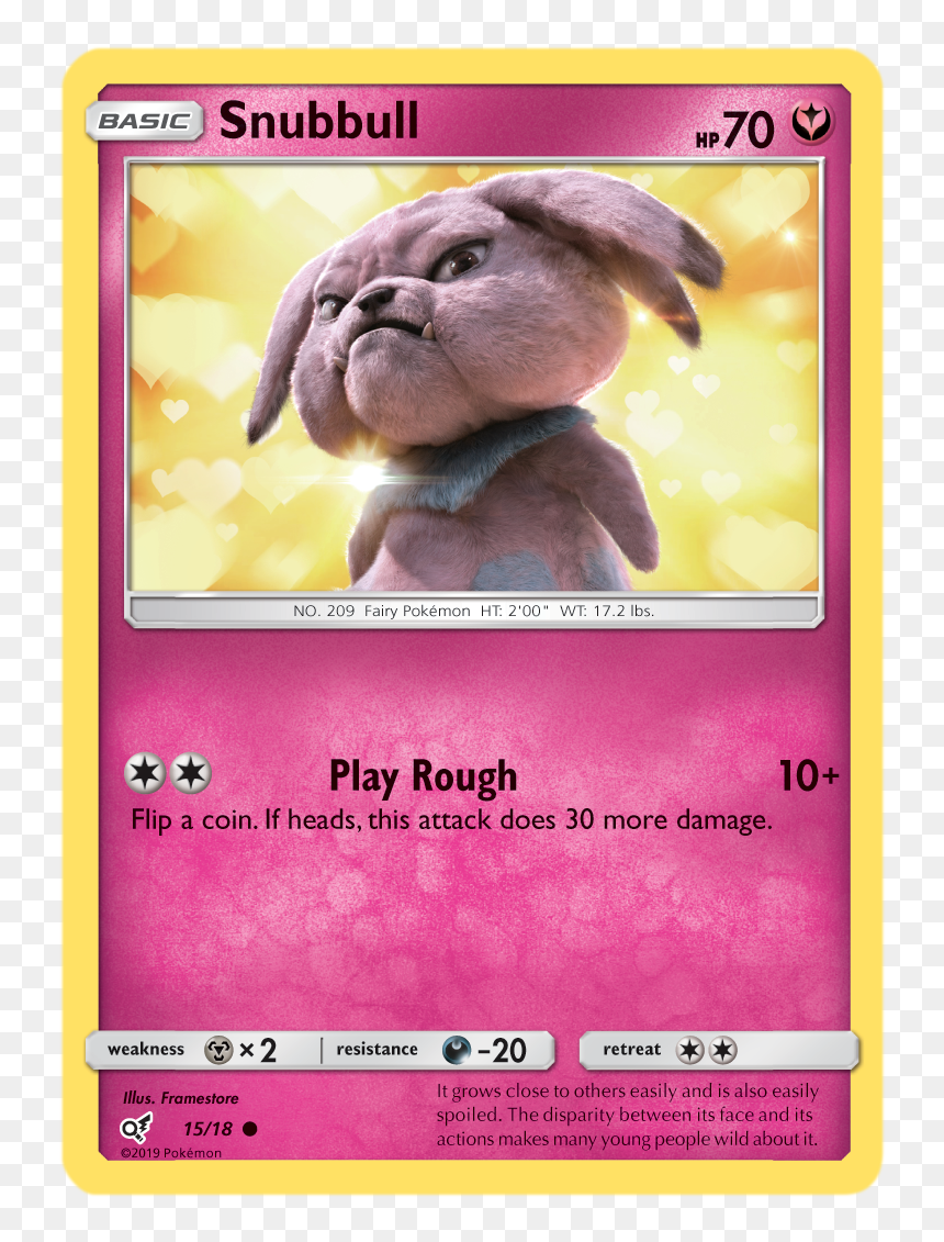Snubbull - 15/18 - Holo Common - Snubbull Detective Pikachu, HD Png Download - pikachu gif png