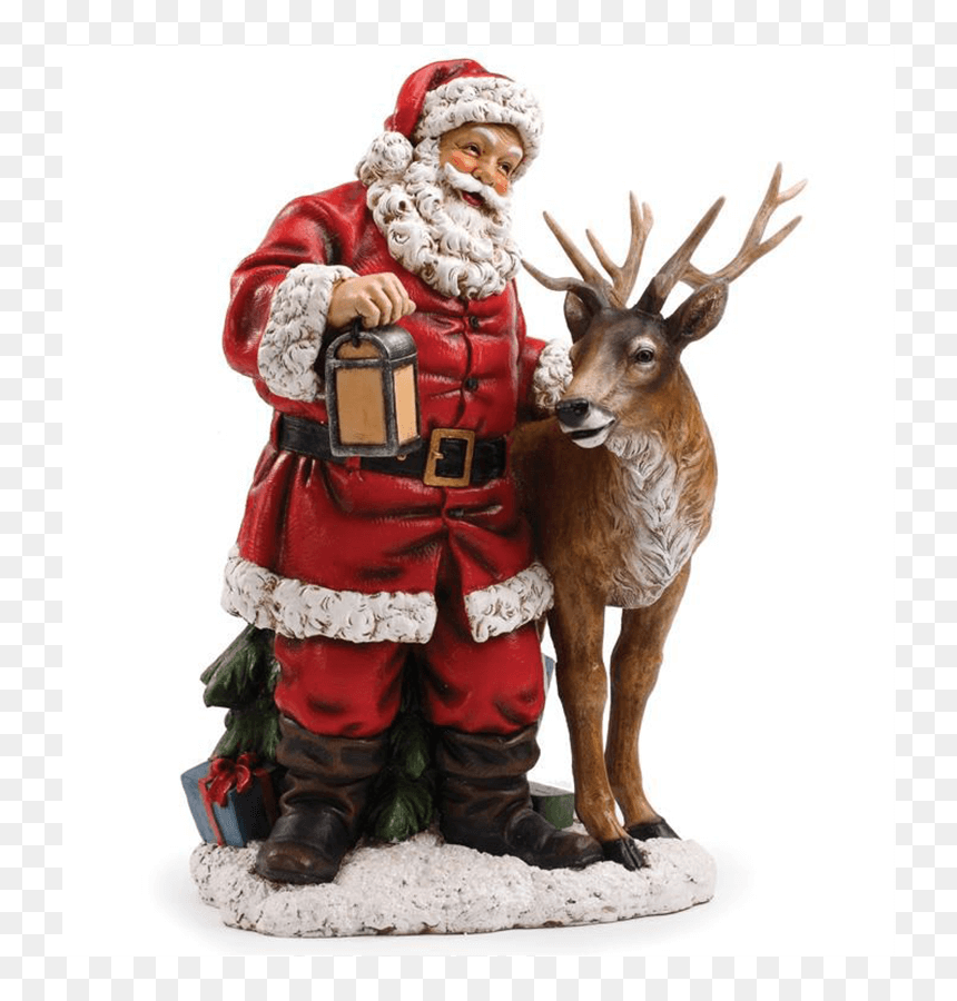 Santa Claus With Reindeer - Santa With A Reindeer, HD Png Download - santa head png