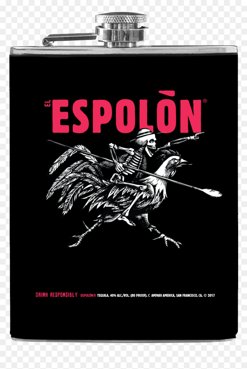 Espolon Deadpool Vap Flask 122117 0001 2 - Skeleton Riding A Rooster Tequila, HD Png Download - deadpool face png