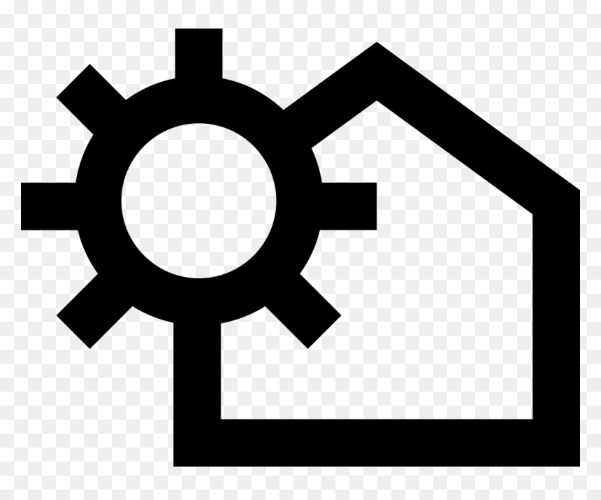 House Outline Variant With Sun - Settings Symbol Png, Transparent Png - sun outline png