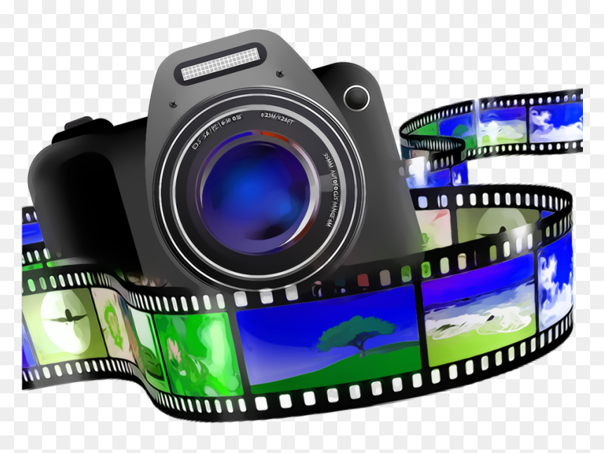 Ftestickers Camera Film Neon Blue - Photography Clipart Of Camera, HD Png Download - camera film png