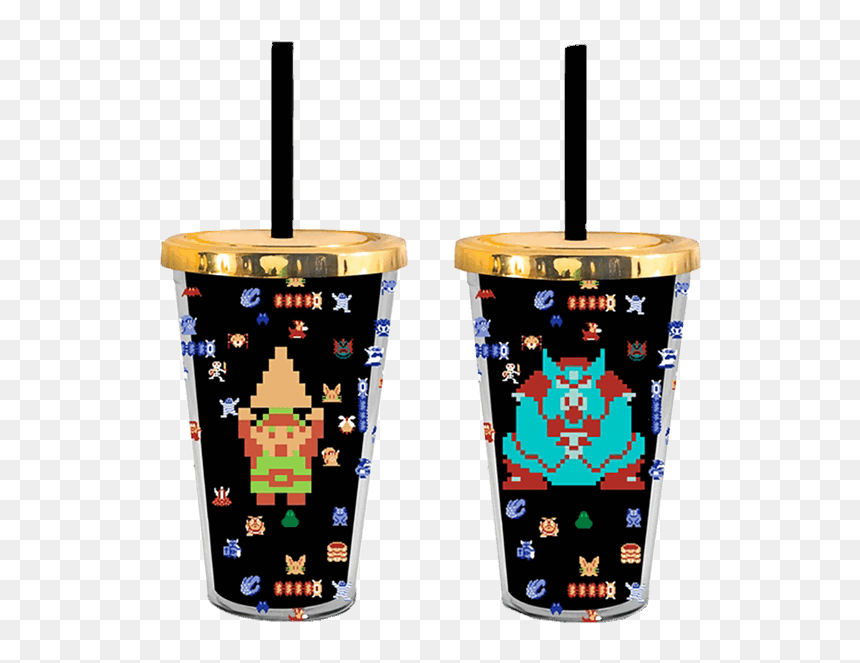 The Legend Of Zelda 8-bit Tumbler With Straw - Legend Of Zelda Tumbler Cup, HD Png Download - 8 bit zelda png