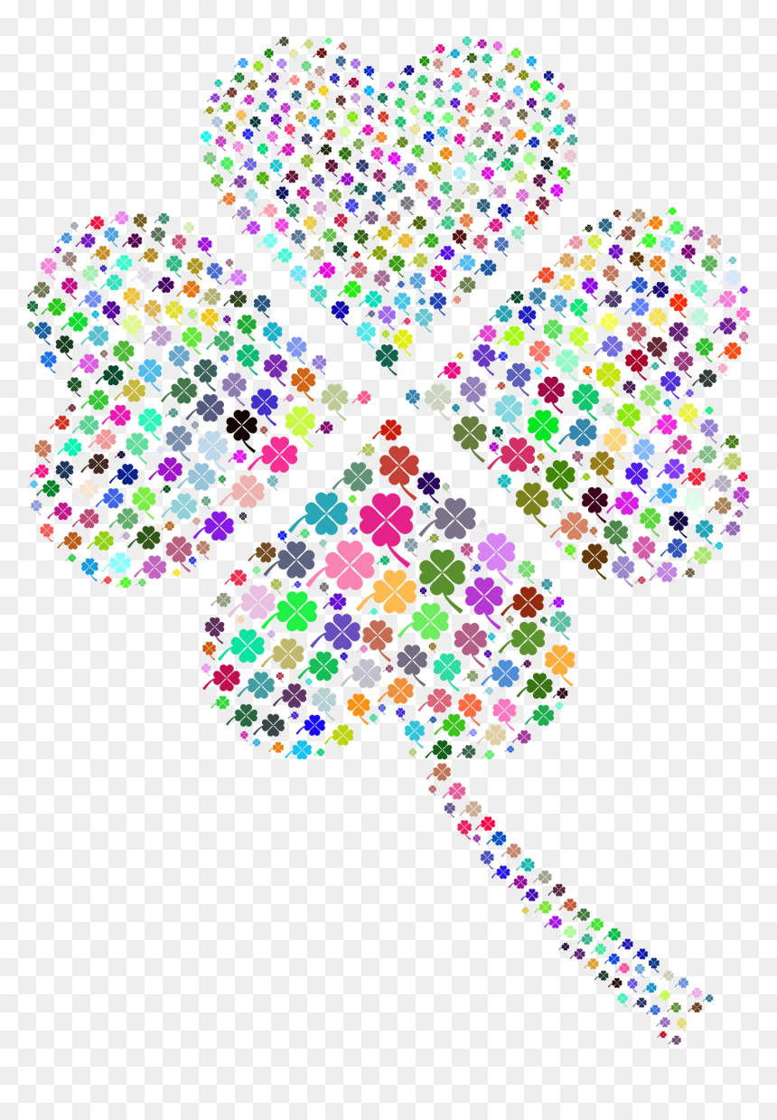 Prismatic Four Leaf Clover Fractal No Background Clip - Clover Of Luck Transparent Background Png, Png Download - shamrock border png