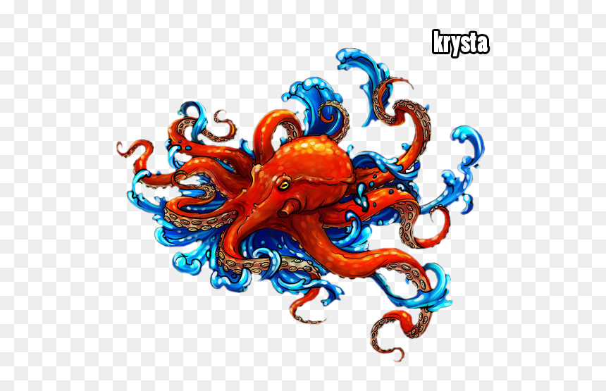Tattoo School Sleeve Japanese Waves Octopus Drawing - Octopus New School Tattoo, HD Png Download - japanese tattoo png