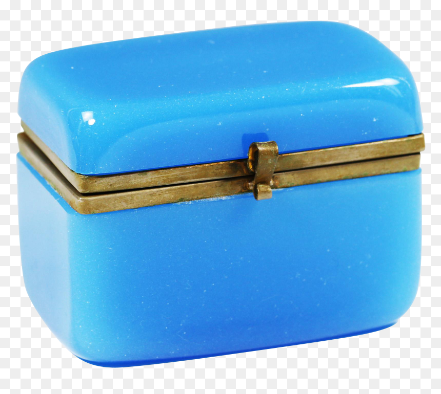 Antique French Blue Opaline Glass Jewelry Or Trinket - Box, HD Png Download - glass box png