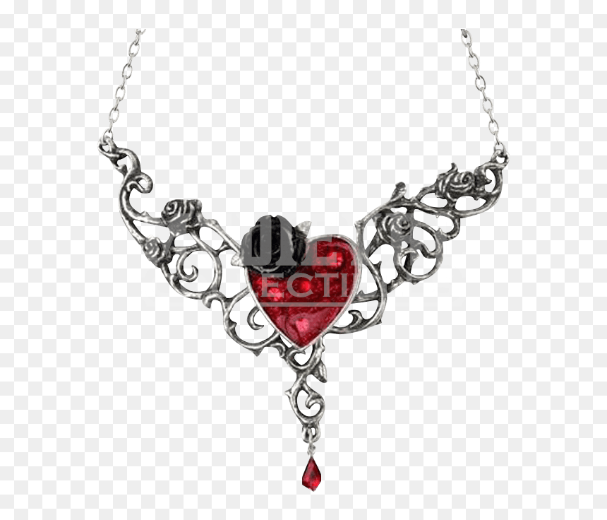 Transparent Rose Heart Png - Rose And Heart Necklace, Png Download - gothic heart png