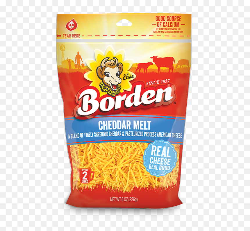 Finely Shredded Cheddar Melt Shreds - Borden Shredded Cheddar Cheese, HD Png Download - shredded cheese png