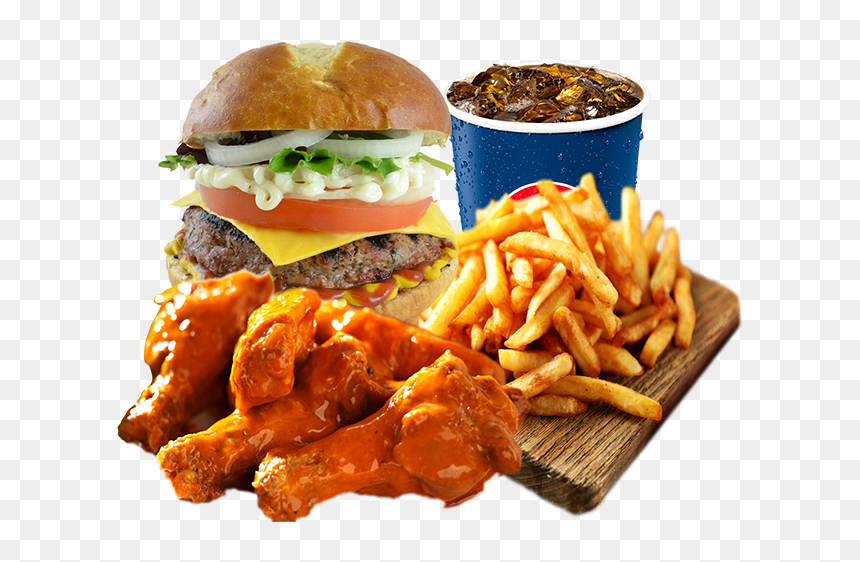 Burgers Wings And Fries, HD Png Download - burger and fries png