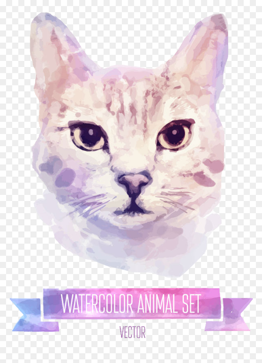Cat Kitten Watercolor Painting Illustration , Png Download, Transparent Png - kitten face png