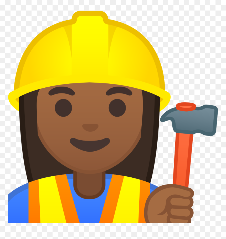 Woman Construction Worker Medium Dark Skin Tone Icon - Emoji Construction Worker, HD Png Download - construction helmet png