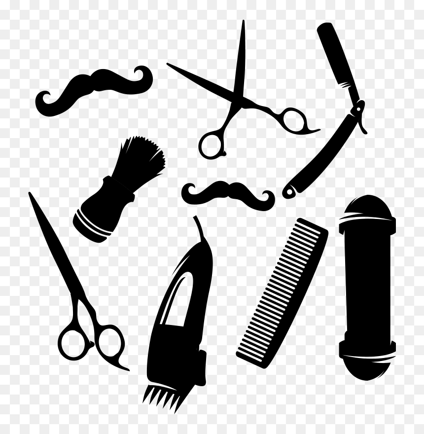 Barber Icons Window Decal, HD Png Download - barber comb png