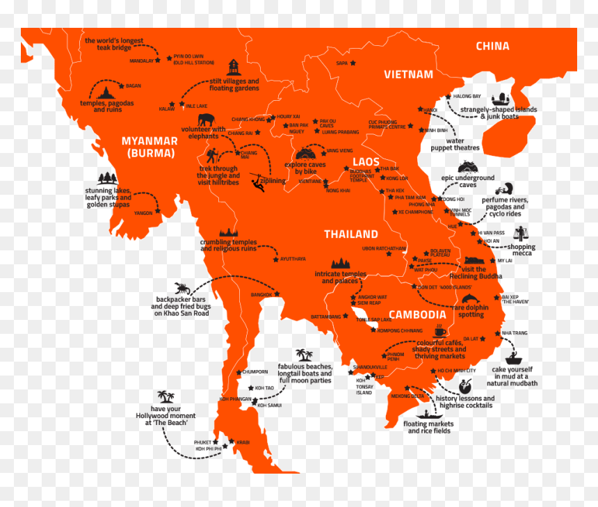Transparent Thailand Map Png - Sta Travel Australia Karte, Png Download - thailand map png