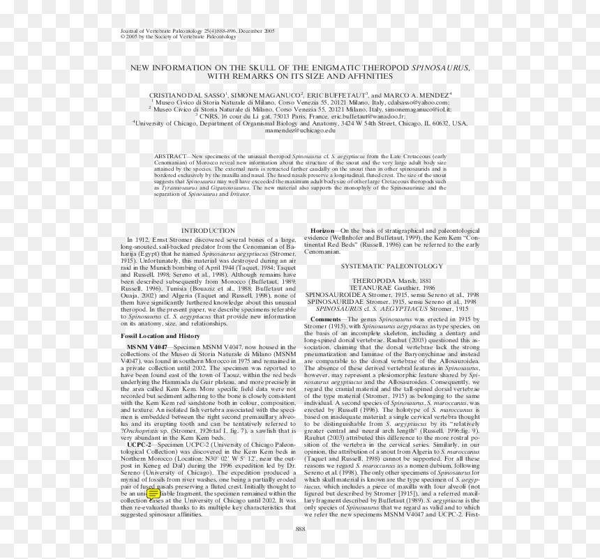 Document, HD Png Download - spinosaurus png