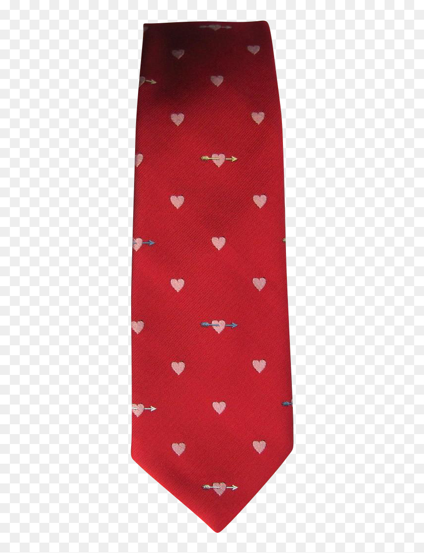 Vintage 1960"s Jacquard Tie In Red With Heart And Arrow - Heart, HD Png Download - vintage arrow png