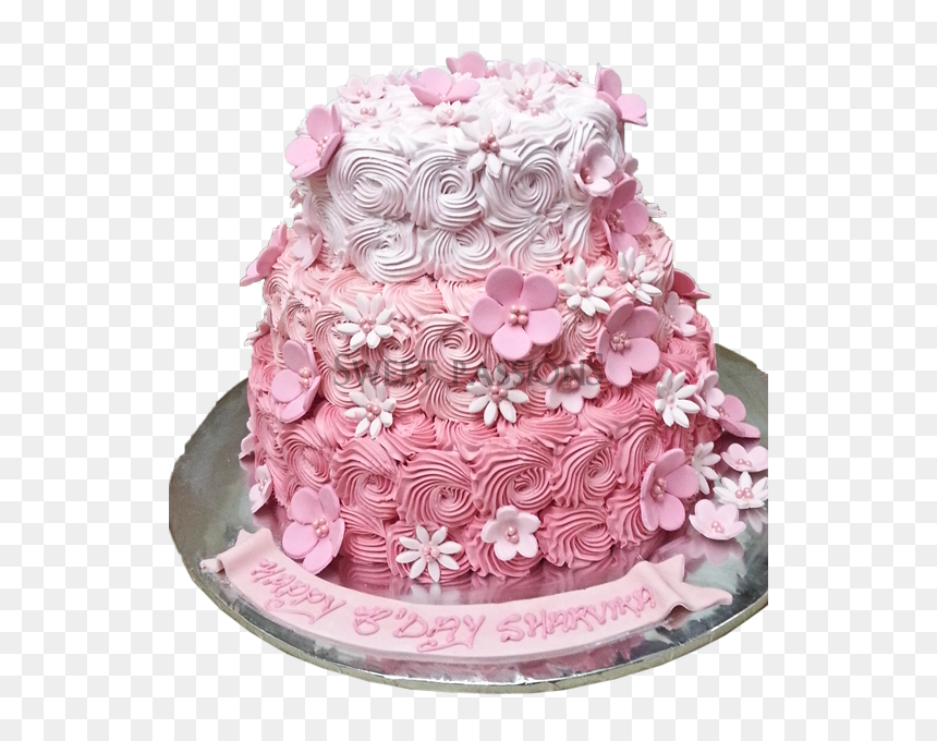 3 Tier Pink Swirls Cake - Cake 3 Step Pink, HD Png Download - pink swirls png