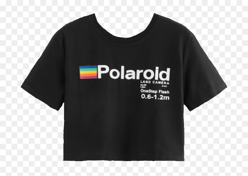 #shirt #black #polaroid #logo #croptop #top #cute #aesthetic - Active Shirt, HD Png Download - polaroid logo png