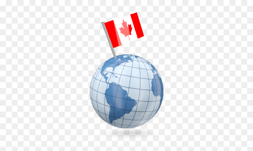 Earth With Flag Pin - Earth With Canada Flag, HD Png Download - earth png icon