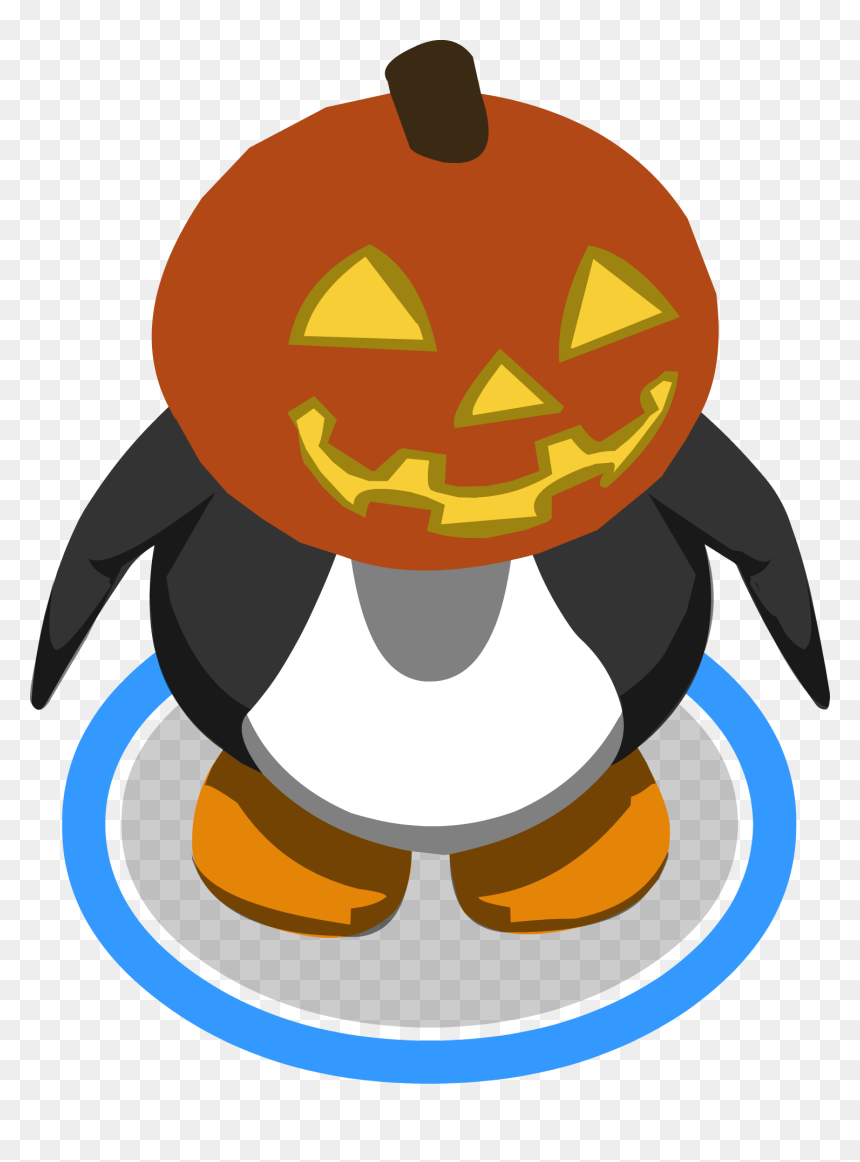 Glowing Pumpkin Head Ingame - Club Penguin Penguin Sprite, HD Png Download - pumpkin head png