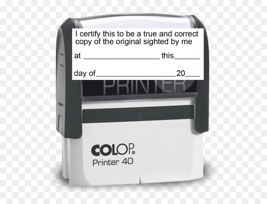 Certified True Copy - Colop Printer 40, HD Png Download - certified stamp png