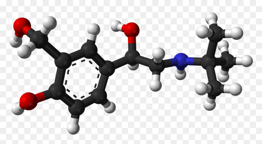 R Salbutamol From Xtal 3d Balls - Molecule De Salbutamol, HD Png Download - sal png
