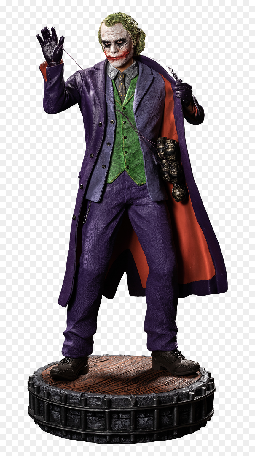 Iko1047 Heath Ledger Dark Knight Joker Statue 02 - Joker, HD Png Download - batman cape png