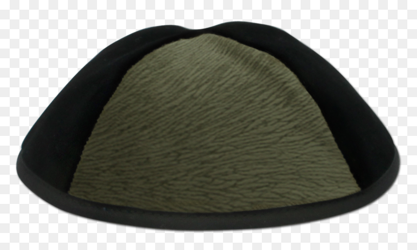 Black Velvet Kippah With Green Vider Triangalur - Beanie, HD Png Download - kippah png