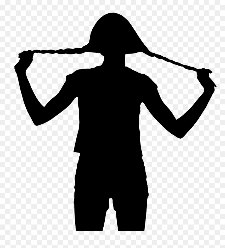 Girl Braids Silhouette - Girl With Braids Silhouette, HD Png Download - braids png