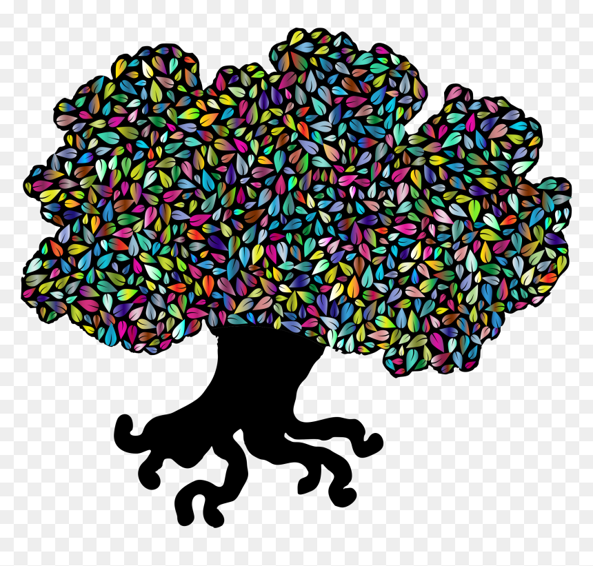 Clipart Green Tree Leaves Silhouette Polyprismatic - Clipart Banyan Tree, HD Png Download - tree art png