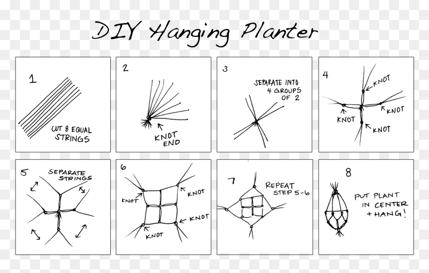 Diy Hanging Planter - Knotted String Hanging Planter, HD Png Download - hanging string png