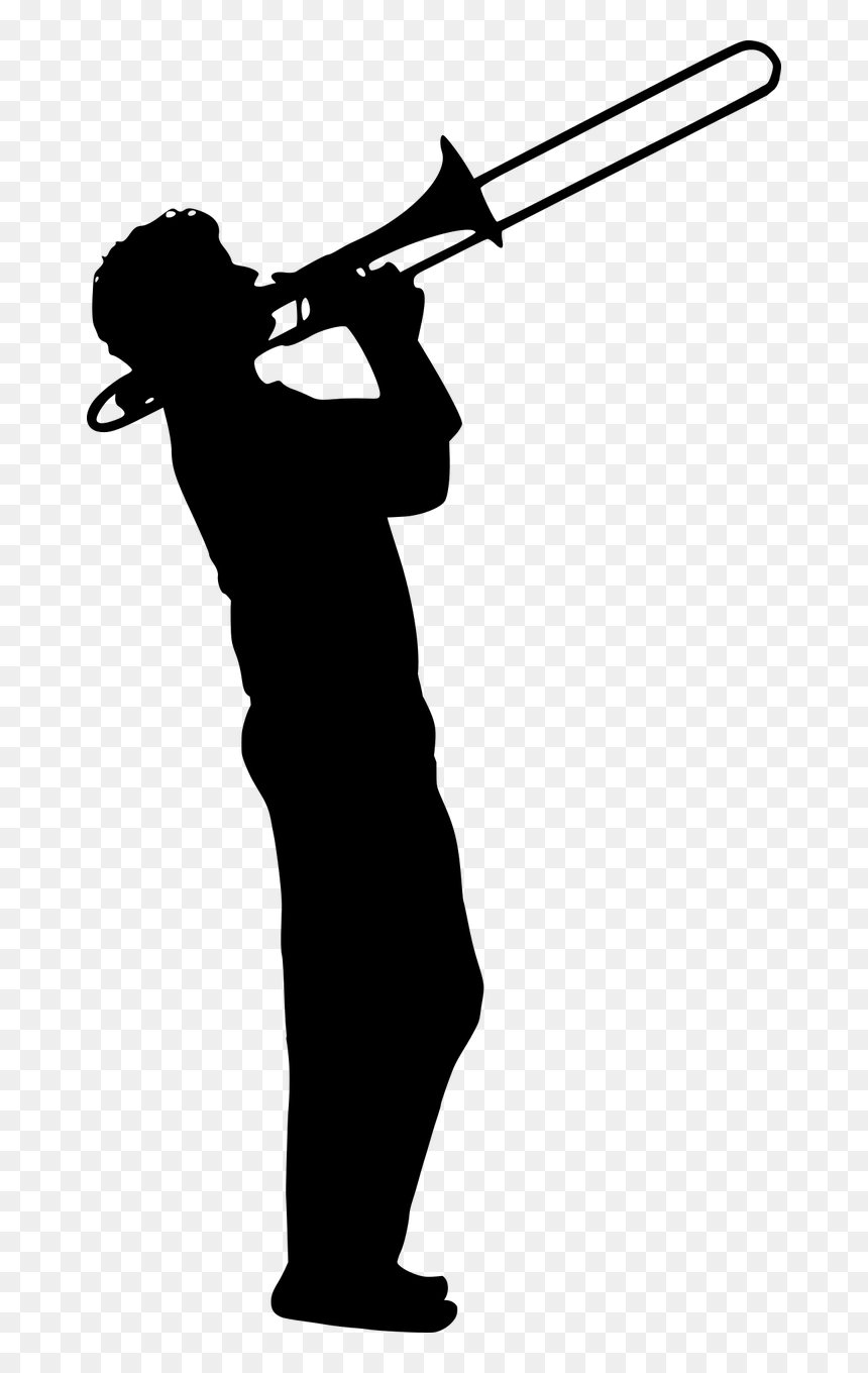 Trombone Player Silhouette Png, Transparent Png - saxophone silhouette png