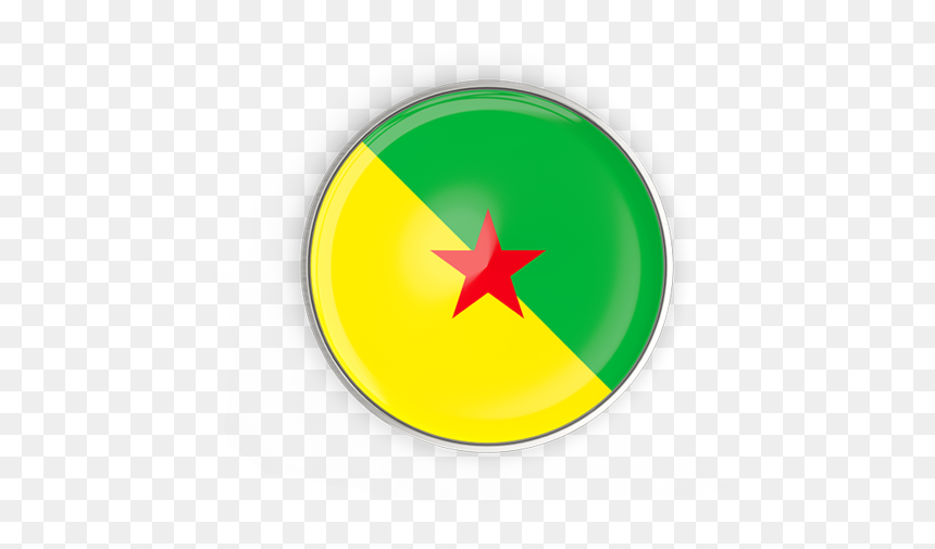 Round Button With Metal Frame - French Guiana Flag Round, HD Png Download - yellow button png