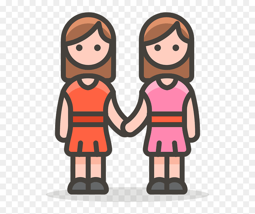 Women Holding Hands Emoji Clipart, HD Png Download - couple silhouette holding hands png