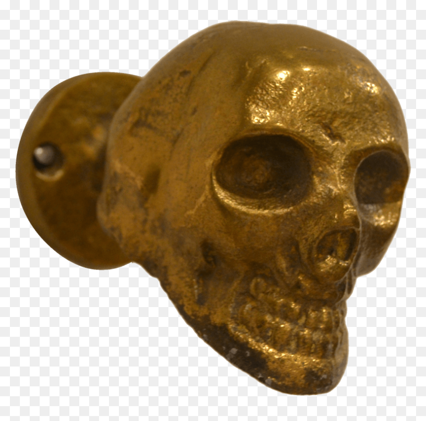 Raw Rustic Gold Skull Decorative Hook - Bronze, HD Png Download - gold skull png