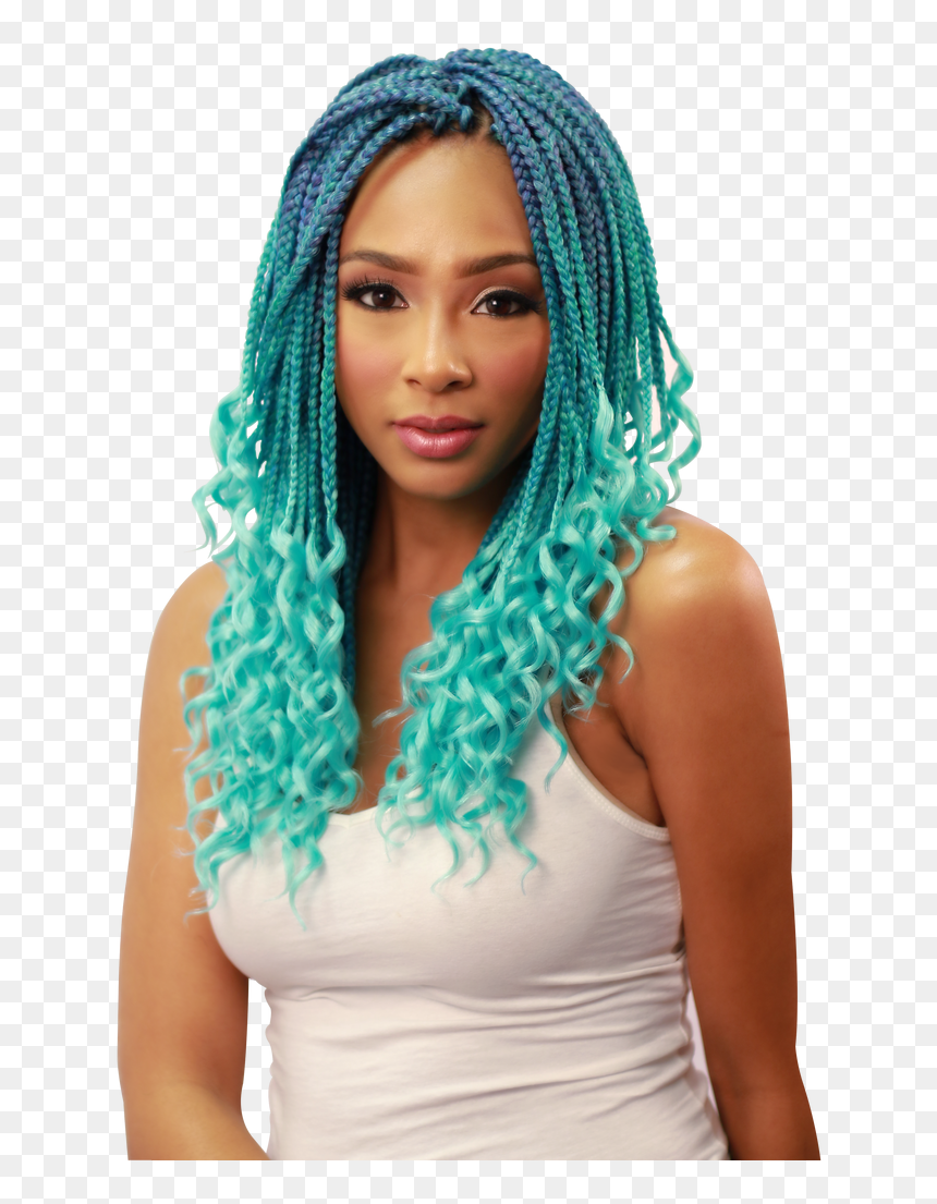 Model Wearing Mt/galaxy - Hot Water Curls Braids, HD Png Download - braids png