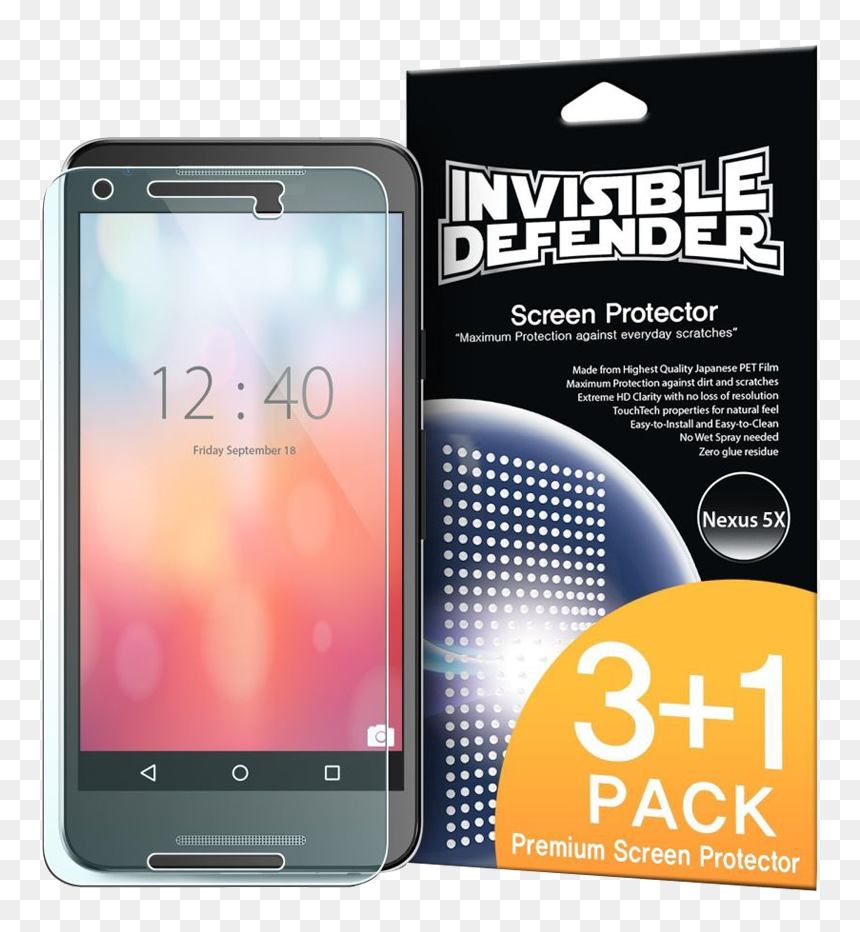 Rearth Invisible Defender Pack Of 4 Hd Clarity Screen - Smartphone, HD Png Download - dirt smudge png