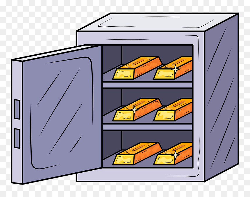 Gold In Safe Clipart, HD Png Download - gold rectangle png