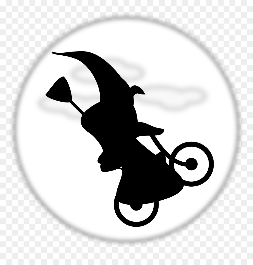 Witch Climbing The Moon On Bicycle Vector Graphics - Halloween Bike Png, Transparent Png - moon silhouette png