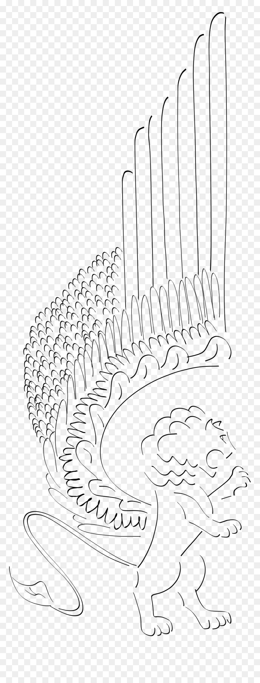 Winged Lion Front Left Clip Arts, HD Png Download - lion paw png