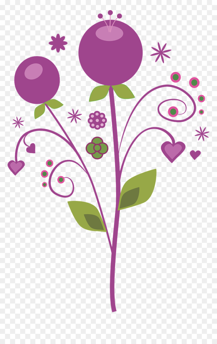 Purple, Vector, Flowers Fantasy Berry Swirls Png Photo, - Vector Png Flores Png, Transparent Png - flores vector png