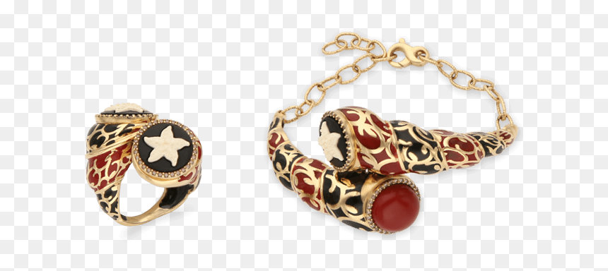 Enamel Star Half Set, Yellow Gold - Body Jewelry, HD Png Download - gold skull png