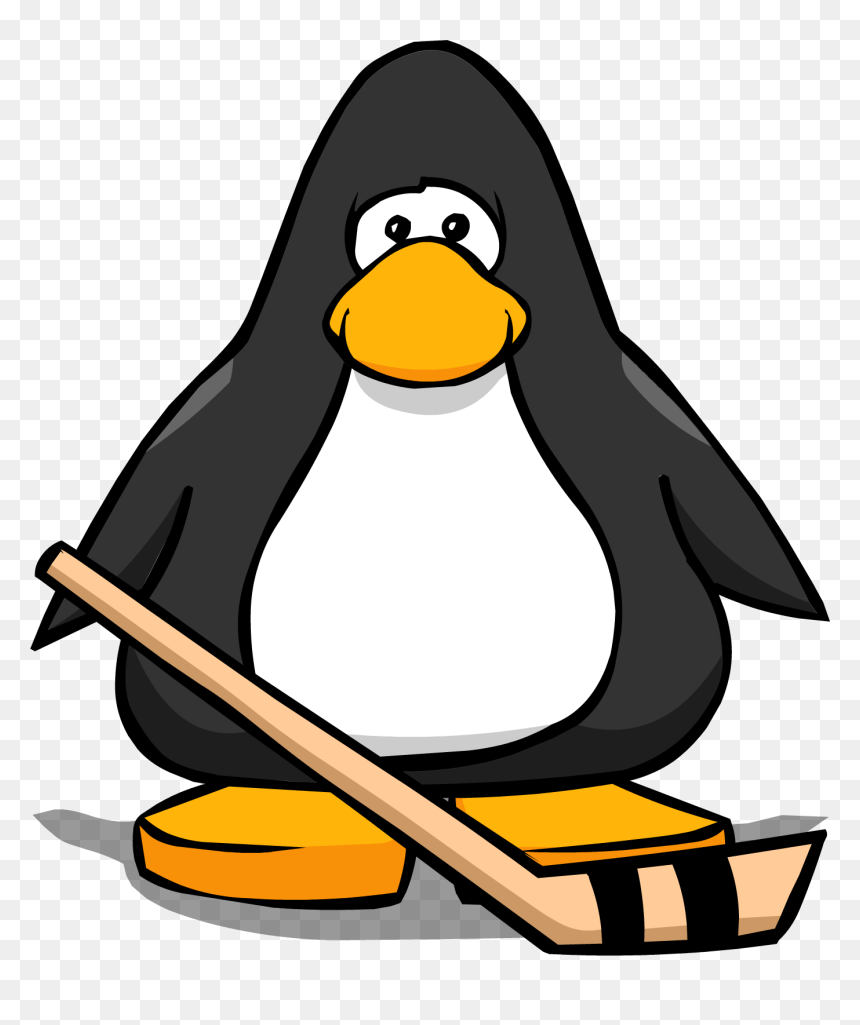Club Penguin Rewritten Wiki - Penguin With A Hockey Stick, HD Png Download - hockey sticks png