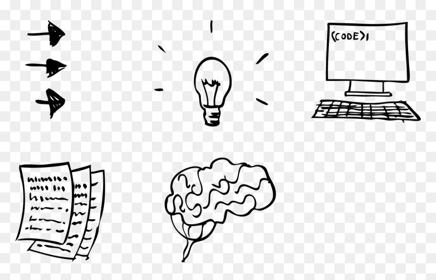 Hand Drawn Computer Code, HD Png Download - brain cartoon png