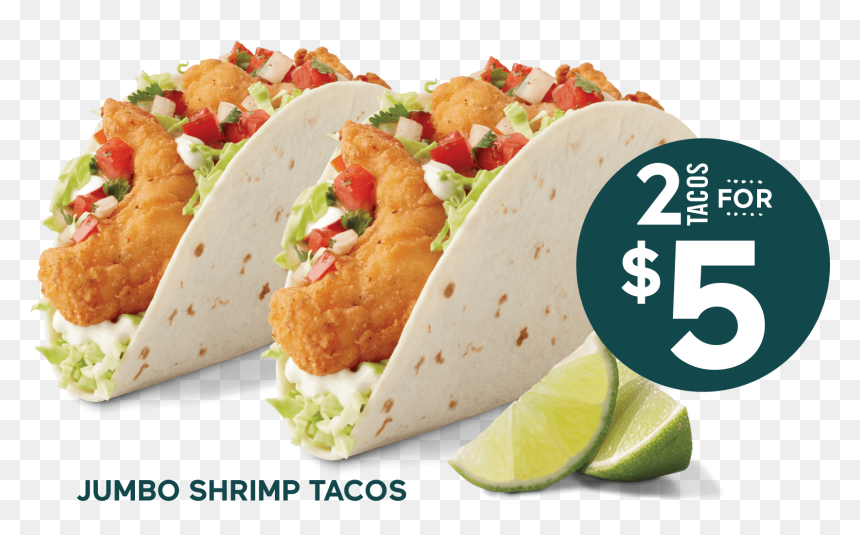2 For $5 - Jumbo Shrimp Tacos Del Taco, HD Png Download - tacos mexicanos png