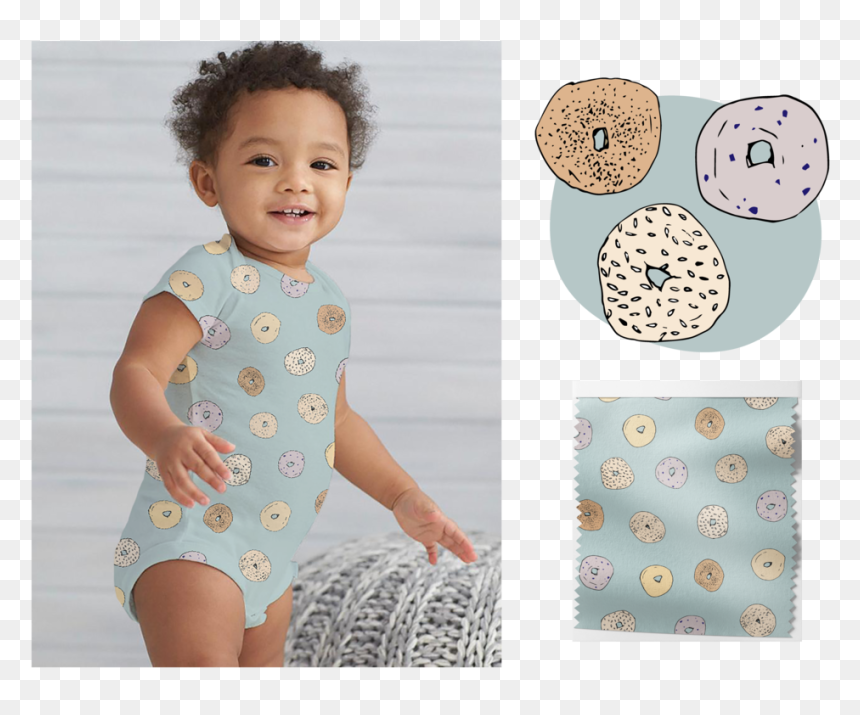 Bagel Polkadot Pairing A Trendy Food With Playful Illustration - Body Menino Meu Primeiro Dentinho, HD Png Download - polkadot png