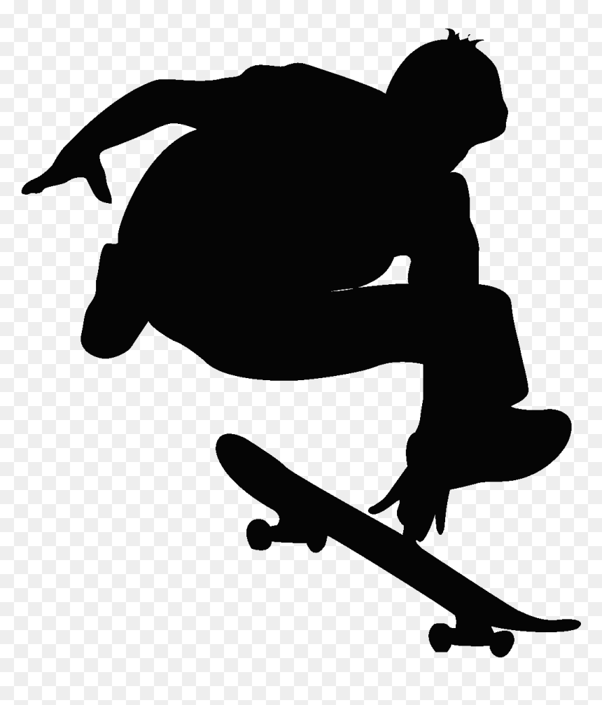 Silhouette Skater, HD Png Download - skateboard silhouette png