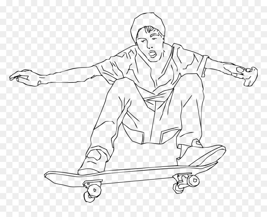 Skateboarding Black And White Clipart, HD Png Download - skateboard silhouette png
