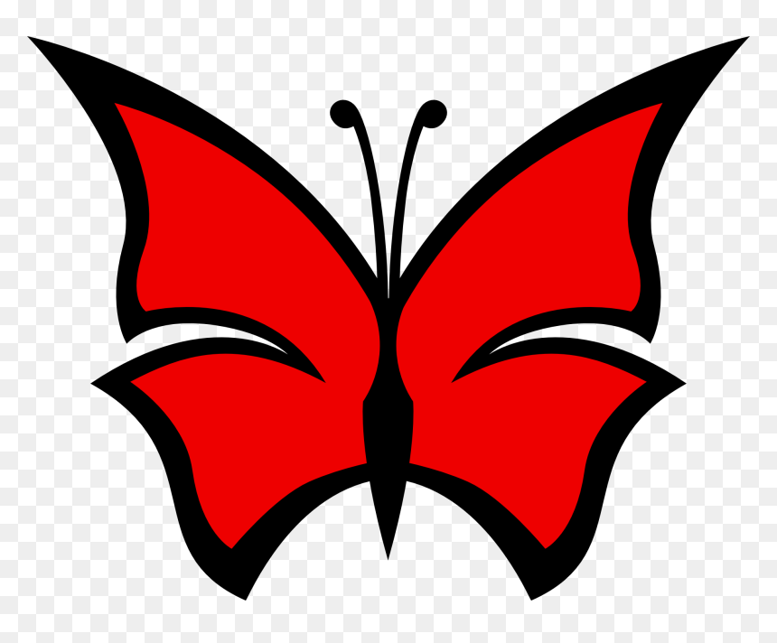 Red Pen With Butterfly Clipart - Clipart Of Butterfly Red, HD Png Download - red butterfly png