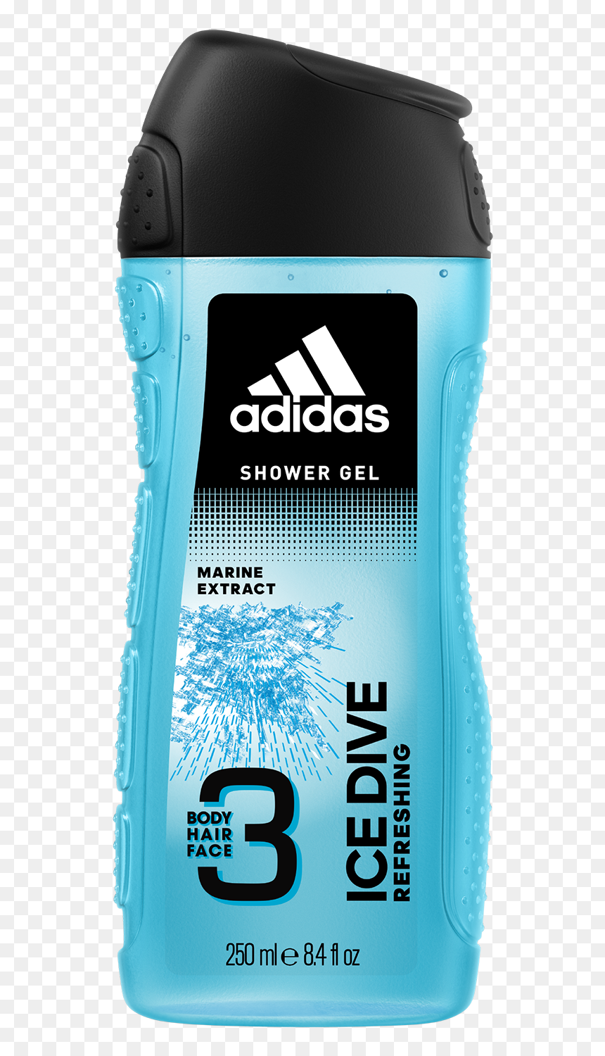 Ice Dive 3in1 Body, Hair And Face Shower Gel For Him - Adidas Shower Gel Ice Dive, HD Png Download - addidas logo png