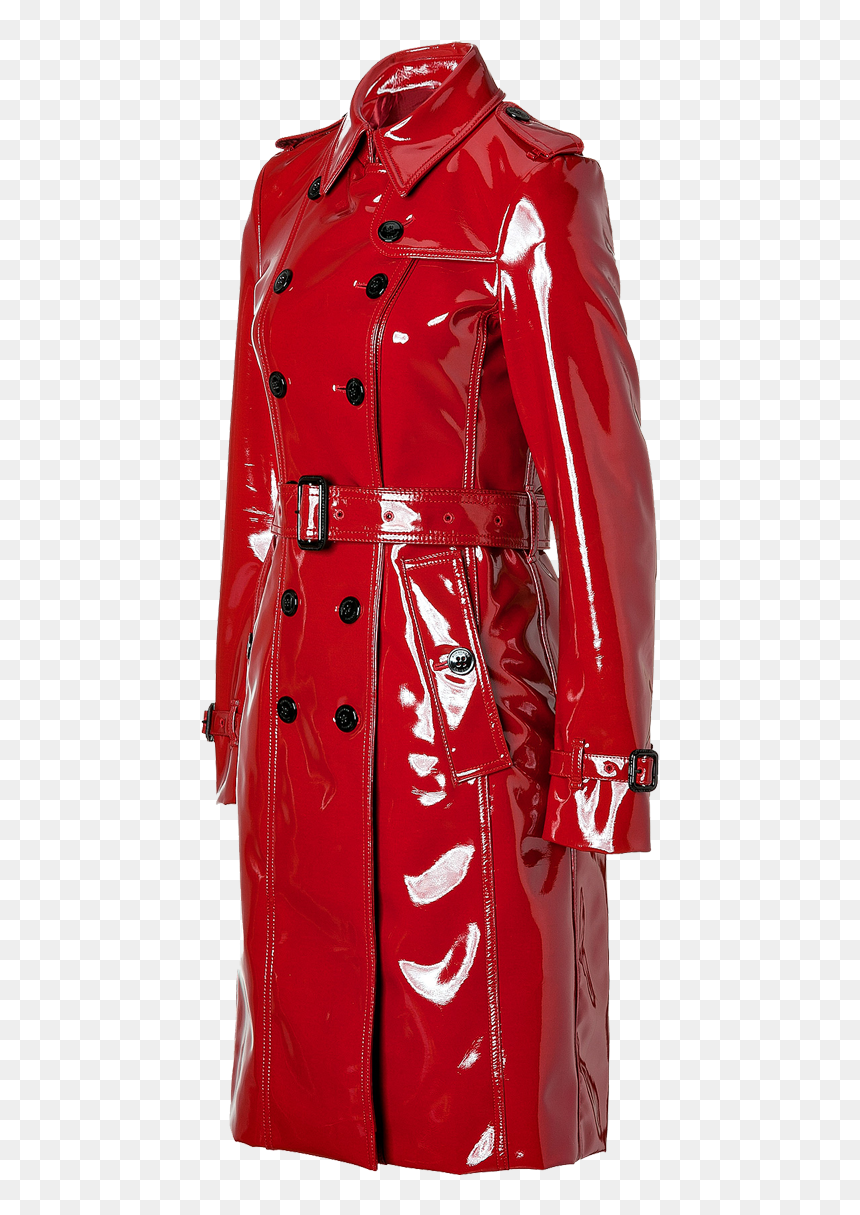 Burberry London Lacquer Red Queenscourt Trench Coat - Red Vinyl Trench Coat, HD Png Download - trench coat png