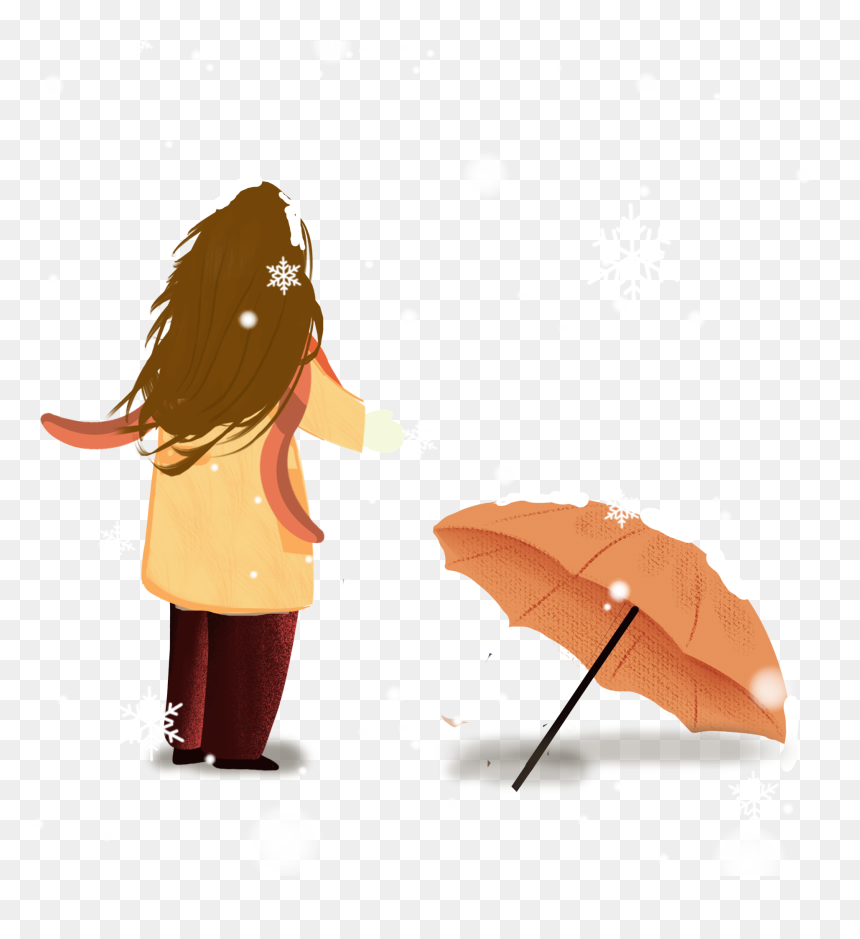Fresh Hand Drawn Beautiful Winter Png And Psd - Umbrella, Transparent Png - beautiful girl png